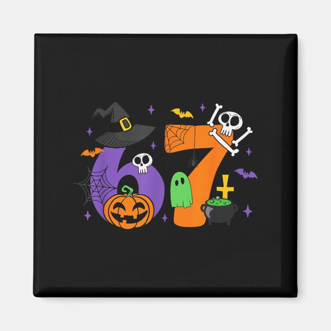 Aimant Drôle 67 Six Sept Halloween Meme Gen Alpha  (Devant)