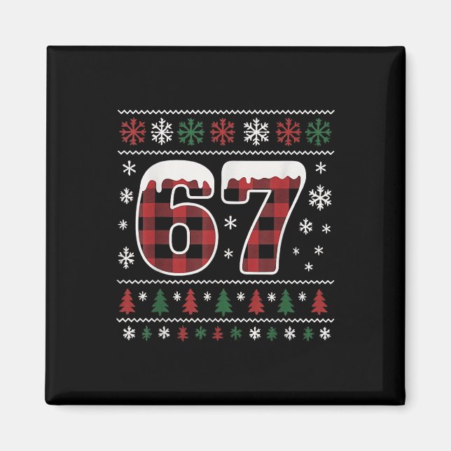 Aimant Drôle 67 Six Sept Mème Brainrot Cringe Noël  (Devant)