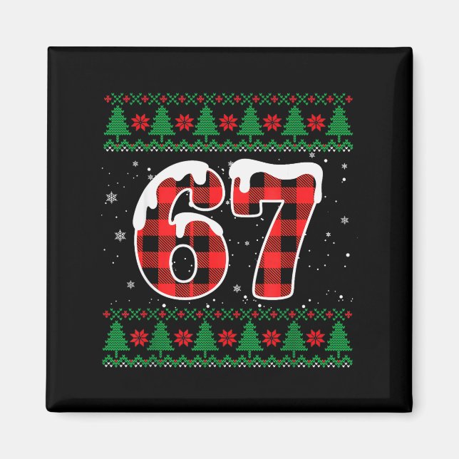 Aimant Drôle 67 Six Sept Mème Brainrot Cringe Noël  (Devant)