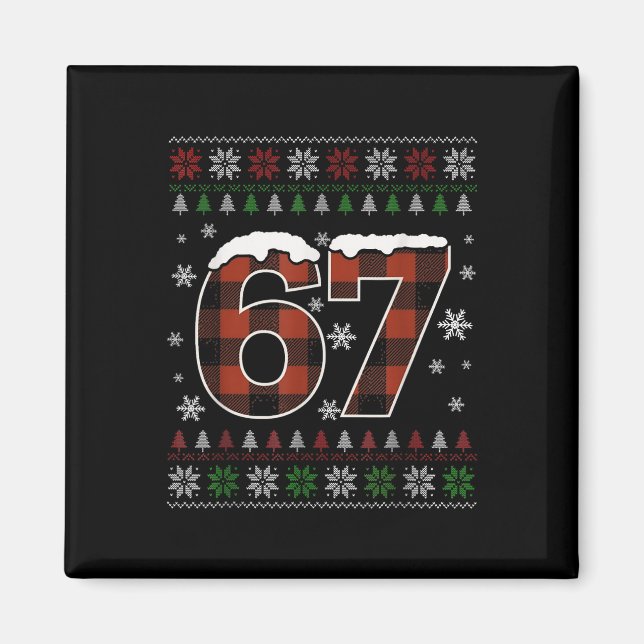 Aimant Drôle 67 Six Sept Mème Brainrot Cringe Noël  (Devant)