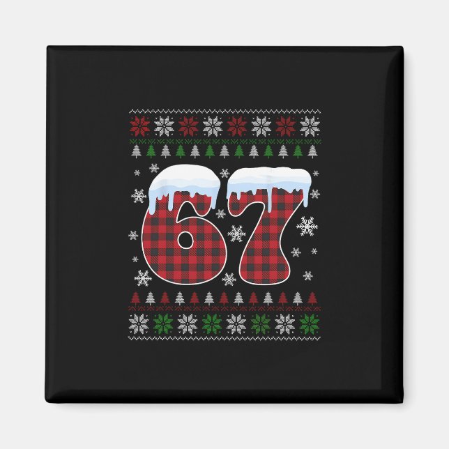 Aimant Drôle 67 Six Sept Mème Brainrot Cringe Noël  (Devant)