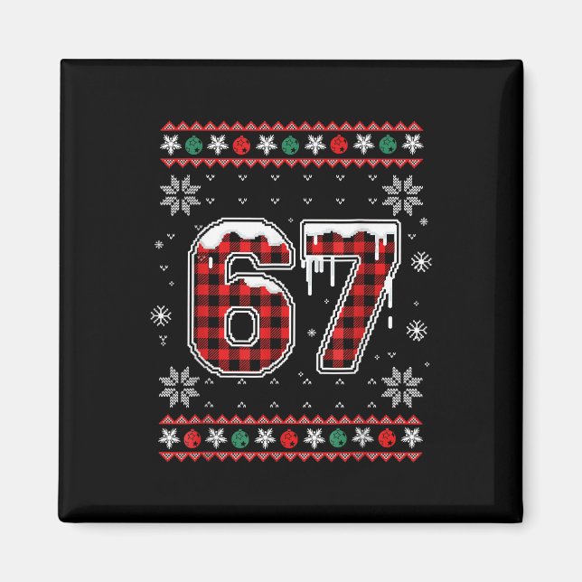 Aimant Drôle 67 Six Sept Squad Mème de Noël Sweatshirt sa (Devant)