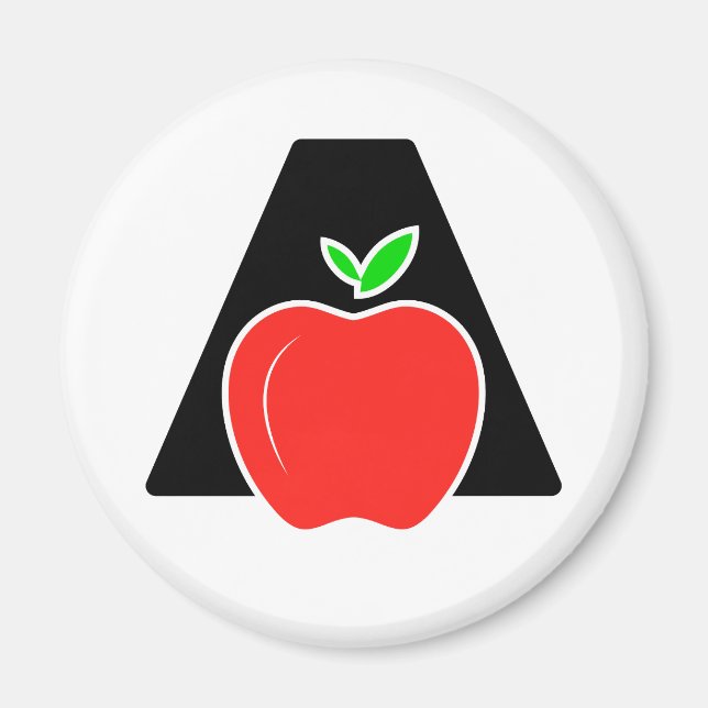 Aimant Drôle A pour Pomme  (Devant)