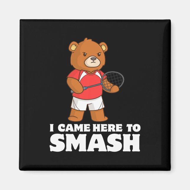 Aimant Drôle Badminton Compétitif Lecteur Ours Smasher (Devant)
