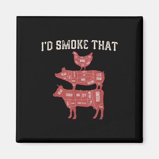 Aimant Drôle Bbq Cow Cog Poulet Graphique Femmes Hommes V (Devant)