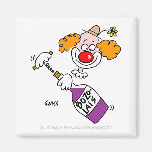 Aimant Drôle Beaujolais Vin Humour Clown Cartoon