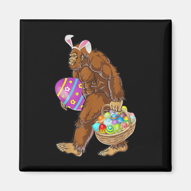 Aimant Drôle Bigfoot chasse les œufs de Pâques  (Devant)