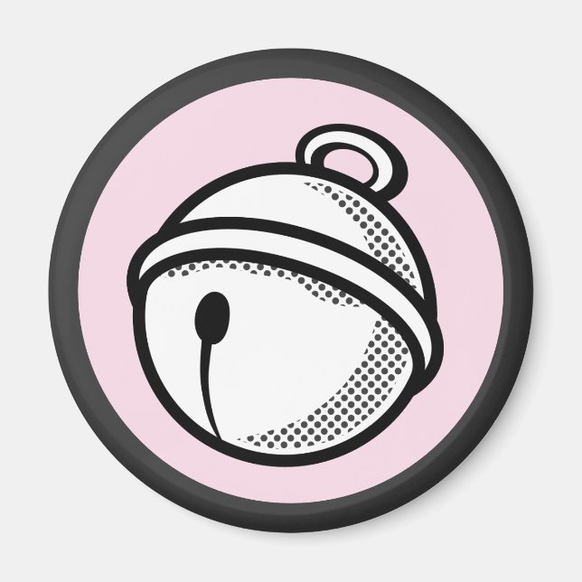 Aimant Drôle Black Blanc Chat Bell Pop Art Cartoon (Devant)