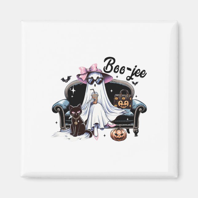 Aimant Drôle Boo Jee Ghost Halloween Boo Jee Ghost Éffray (Devant)