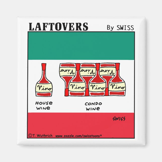 Aimant Drôle Cartoon Vin Art Italien Bouteilles Vino (Devant)