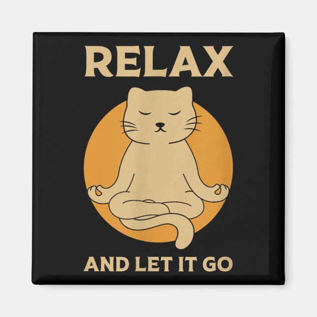 Aimant Drôle Cat Graphic Yoga Zen méditation (Devant)