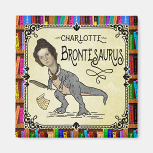 Aimant Drôle Charlotte Bronte Saurus Dinosaur Lecteur de 