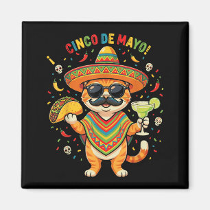 Aimant Drôle Chat Taco Margarita Sombrero Cinco De Mayo