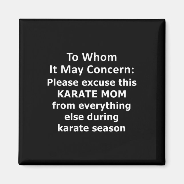Aimant Drôle Citation de maman Karate. Lettre d'absence e (Devant)