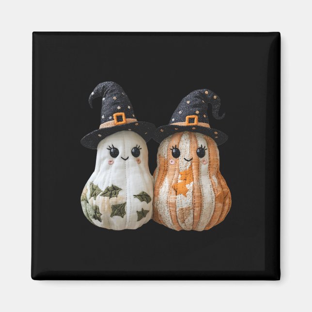 Aimant Drôle Citrouille fantôme mignon Halloween Patchwor (Devant)
