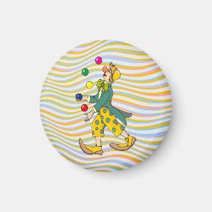 Aimant Drôle Clown Jouant Avec Des Boules Colorées