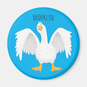 Aimant Drôle curieuse dessin animé d'oie domestique