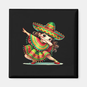 Aimant Drôle Dabbing Mexicaine Filles Cinco De Mayo Ponch