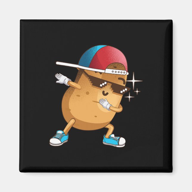 Aimant Drôle Dabbing Potato Cadeau Cool Danser Spuds Hip- (Devant)