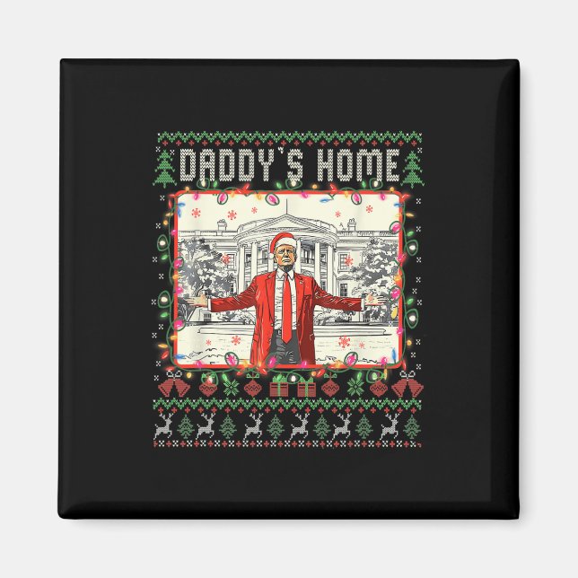 Aimant Drôle Daddy Accueil Trump laide Sweater de Noël Xm (Devant)