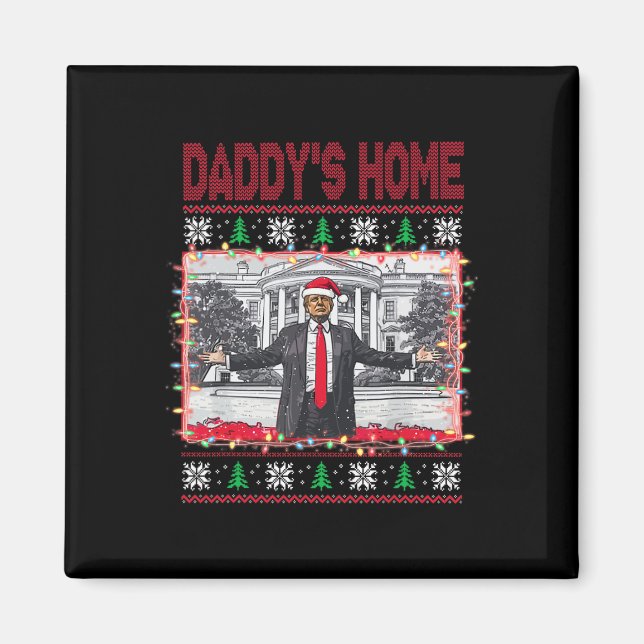 Aimant Drôle Daddy's Home Trump laide pull de Noël Xm (Devant)