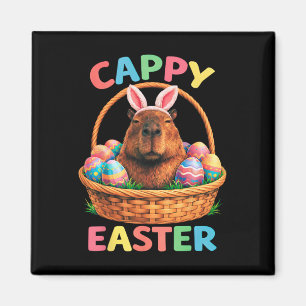 Aimant Drôle de Cappy Pâques Capyra Lapin Avec Œufs Print