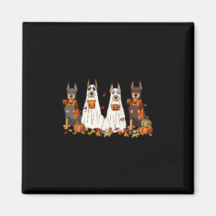 Aimant Drôle de chien Doberman fantôme automne feuilles d