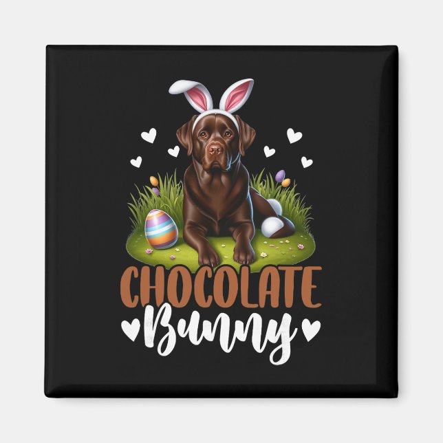 Aimant Drôle de Chocolat Labrador Lapin Pâques Festif  (Devant)