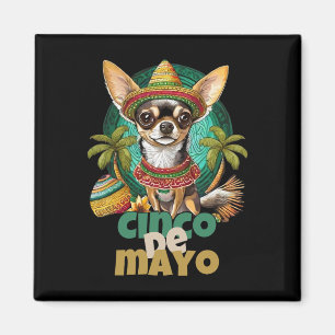 Aimant Drôle de Cinco De Mayo Design de Chien Chihuahua M