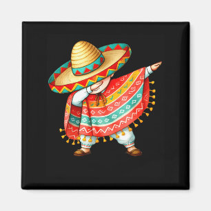 Aimant Drôle de dabbing mexicain poncho sombrero cinco de