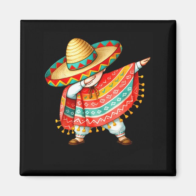 Aimant Drôle de dabbing mexicain poncho sombrero cinco de (Devant)