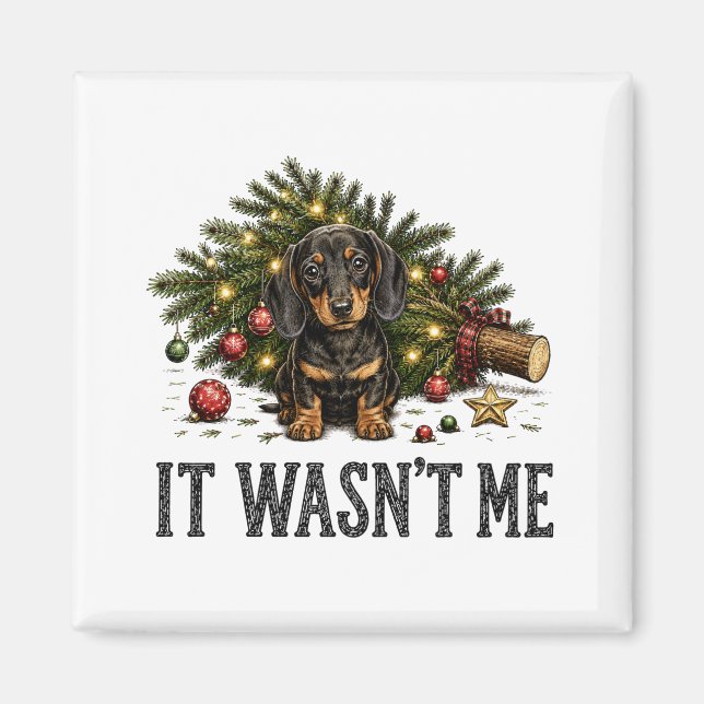 Aimant Drôle de Dachshund Noël Ce n'était pas moi (Devant)