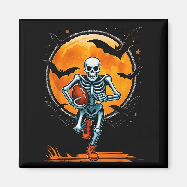 Aimant Drôle de football américain Skeleton Player Hallow (Devant)