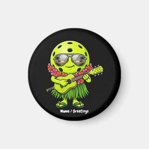 Aimant Drôle de Hula Pickleball Mascotte Graphique Hawaïe