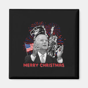 Aimant Drôle de Joe Biden Joyeux Noël en juillet Drapeau 