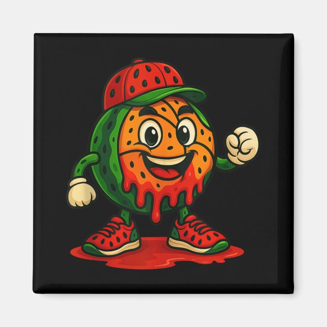 Aimant Drôle de la pastèque de base-ball de la pastèque D (Devant)