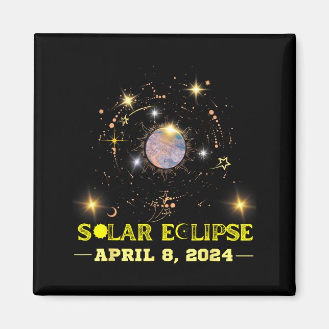 Aimant Drôle de l'éclipse solaire du 8 avril sur son parc (Devant)