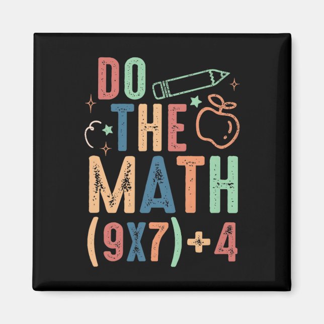 Aimant Drôle de maths 67 mème six sept garçon fille ensei (Devant)