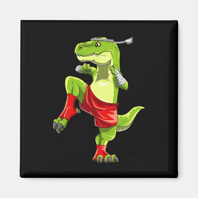 Aimant Drôle de Muay Thai T-rex - Boxe Thaïlandaise  (Devant)