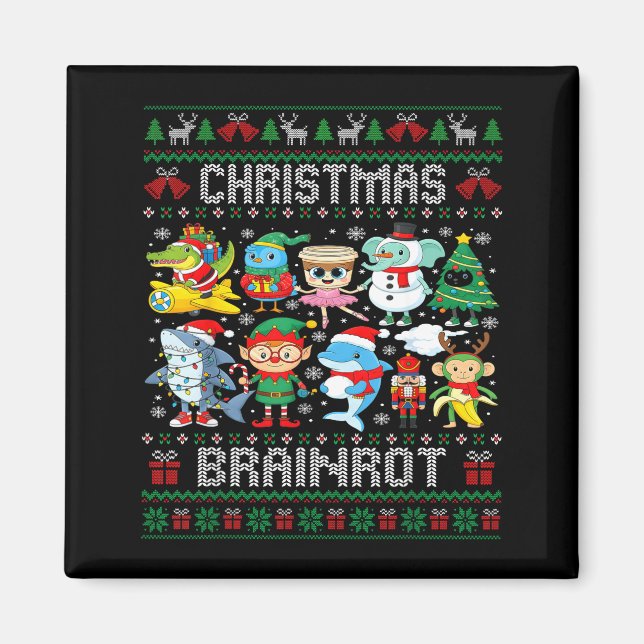 Aimant Drôle de Noël italien Brain Rot italien Brainrot (Devant)