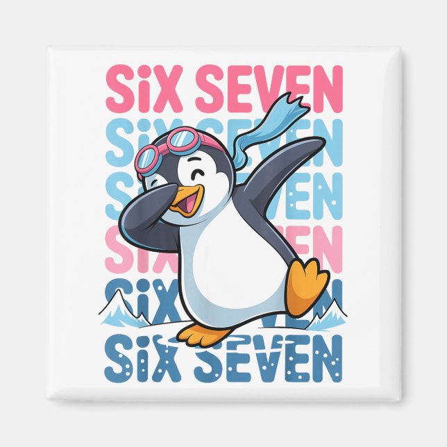 Aimant Drôle de Noël Pingouin Dabbing Xmas Dab Six Seven (Devant)