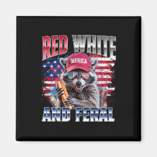 Aimant Drôle de Raton Laveur 4 Juillet Usa Patriotique Ro