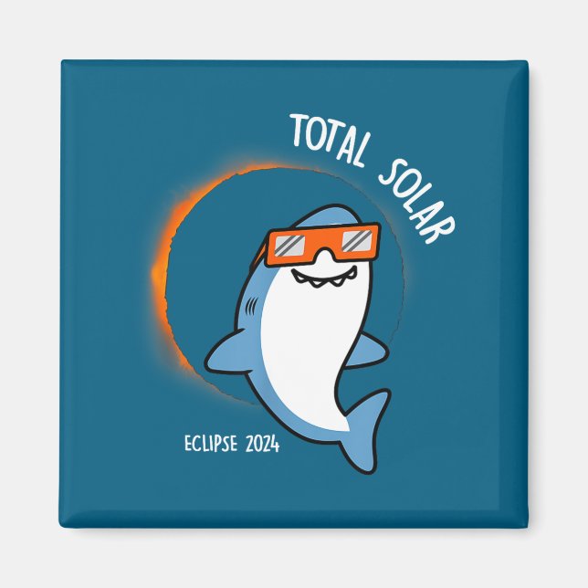 Aimant Drôle de requin blanc regardant l'éclipse solaire  (Devant)