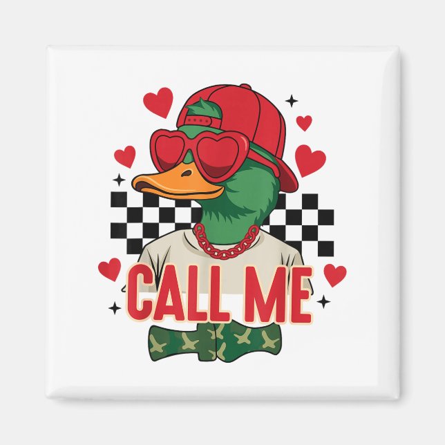 Aimant Drôle de Saint-Valentin Garçon Chasse aux Canards  (Devant)