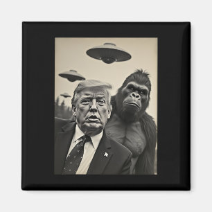 Aimant Drôle de selfie de Trump avec Bigfoot et des ovnis