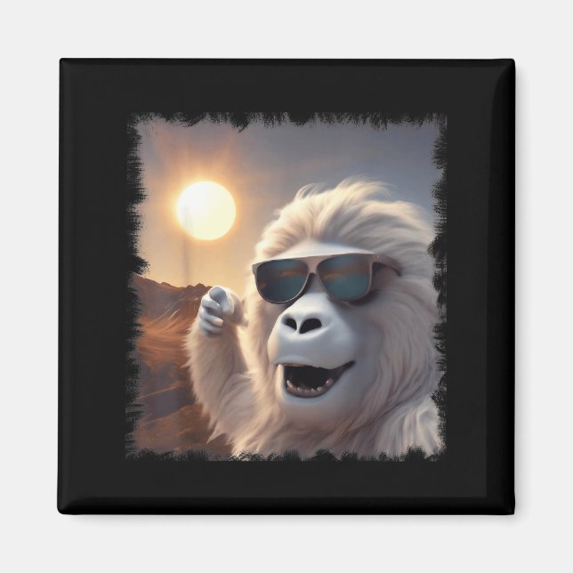 Aimant Drôle de selfie lunettes de soleil Yeti éclipse so (Devant)