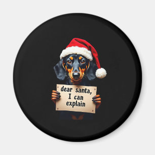 Aimant Drôle de T-shirt de Noël de teckel Cher Père Noël,