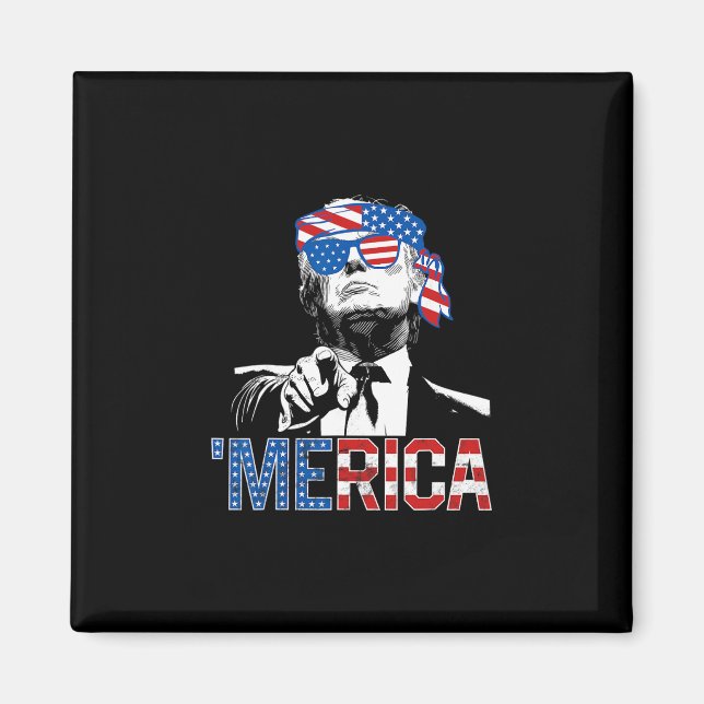 Aimant Drôle de Trump 4 juillet Merica Drapeau Américain  (Devant)