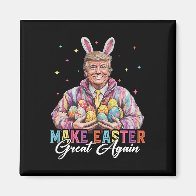 Aimant Drôle de Trump Faire Pâques Grande Again Lapin Cha (Devant)