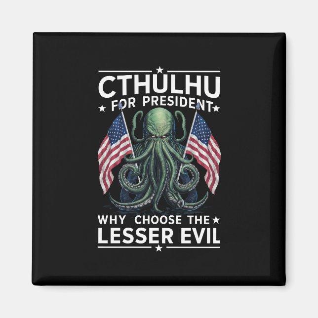 Aimant Drôle d'élection 2024 Cthulhu pour président  (Devant)